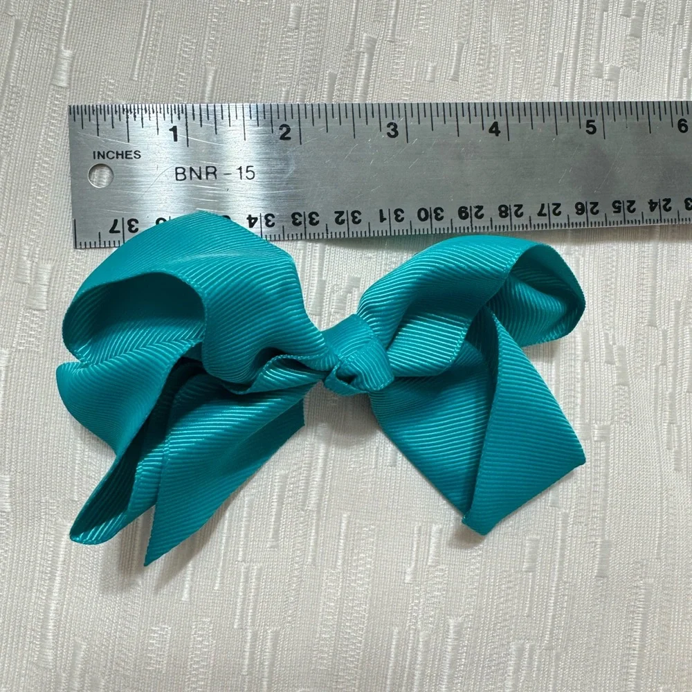 Set of 4 🎀 🎀 🎀 🎀 Girls 4” Teal Grosgrain Hair Bows |Boutique Style | NWOT
